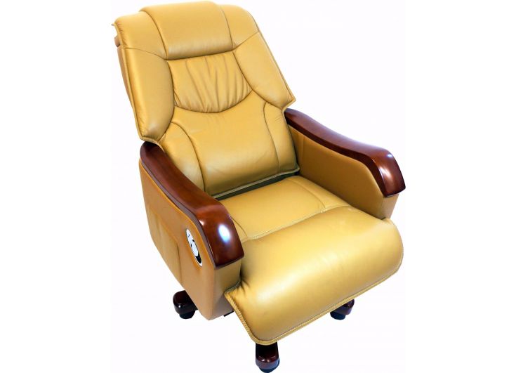 Quality Executive Genuine Beige Leather Office Chair - FD3B